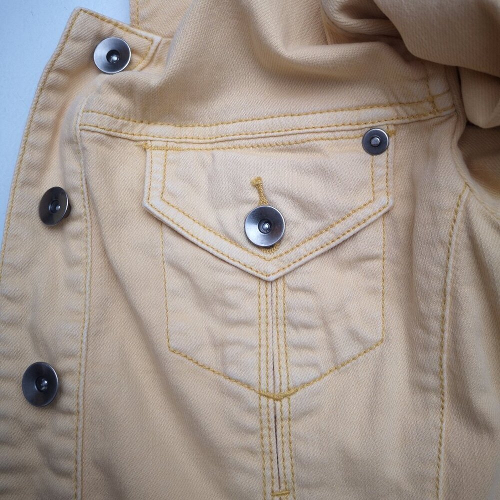 Chico's Platinum Ladies Size 1 (approx. 8 US) Mustard Button Front Jean Jacket - Picture 10 of 13